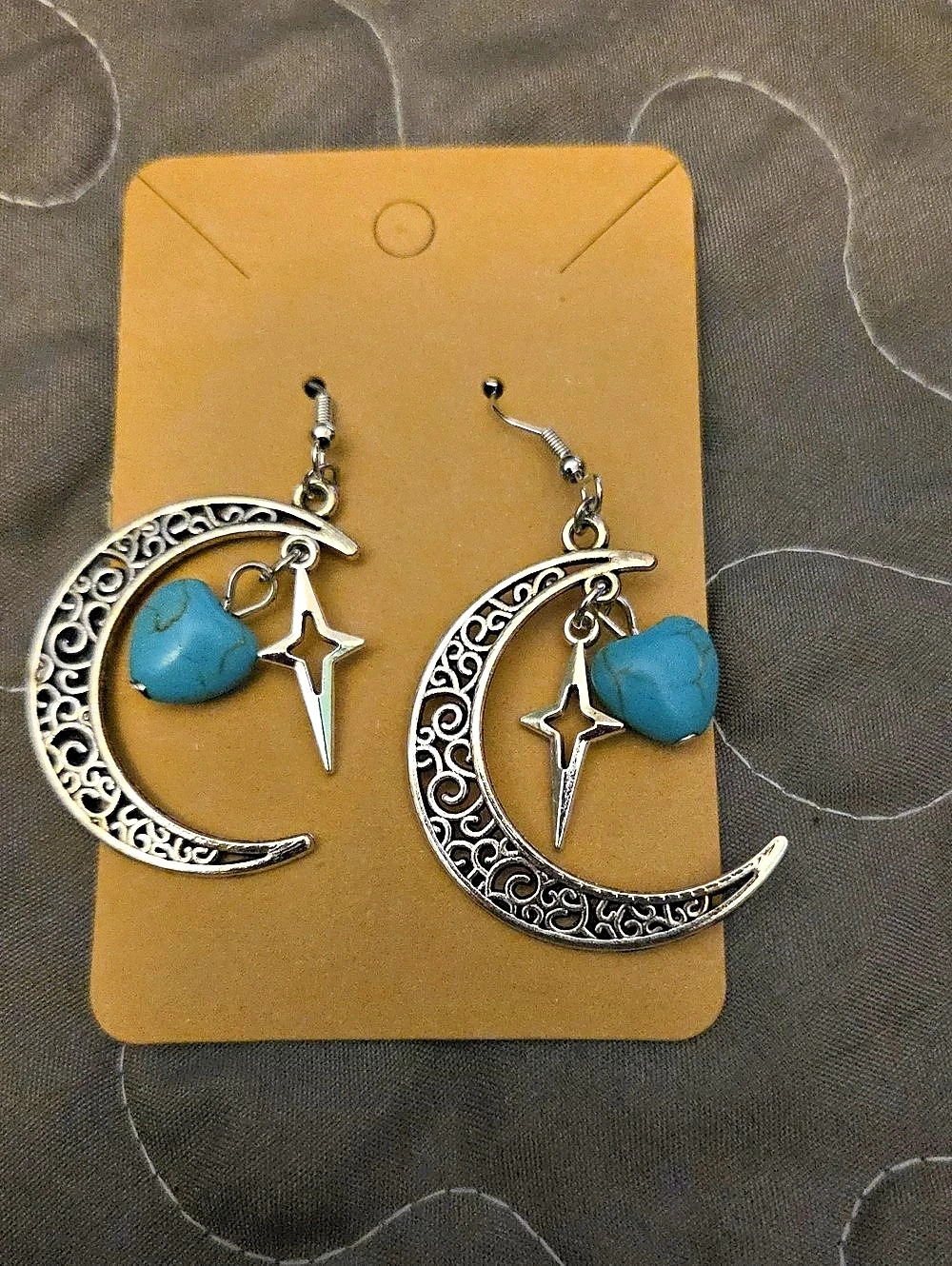 Crescent Moon Turquoise Earrings